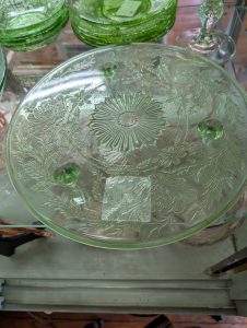 Vintage Urainium Glass Cake Dish