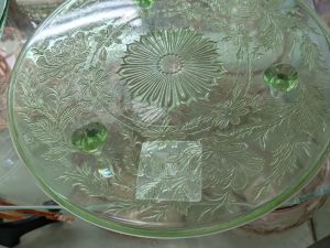 Vintage Urainium Glass Cake Dish