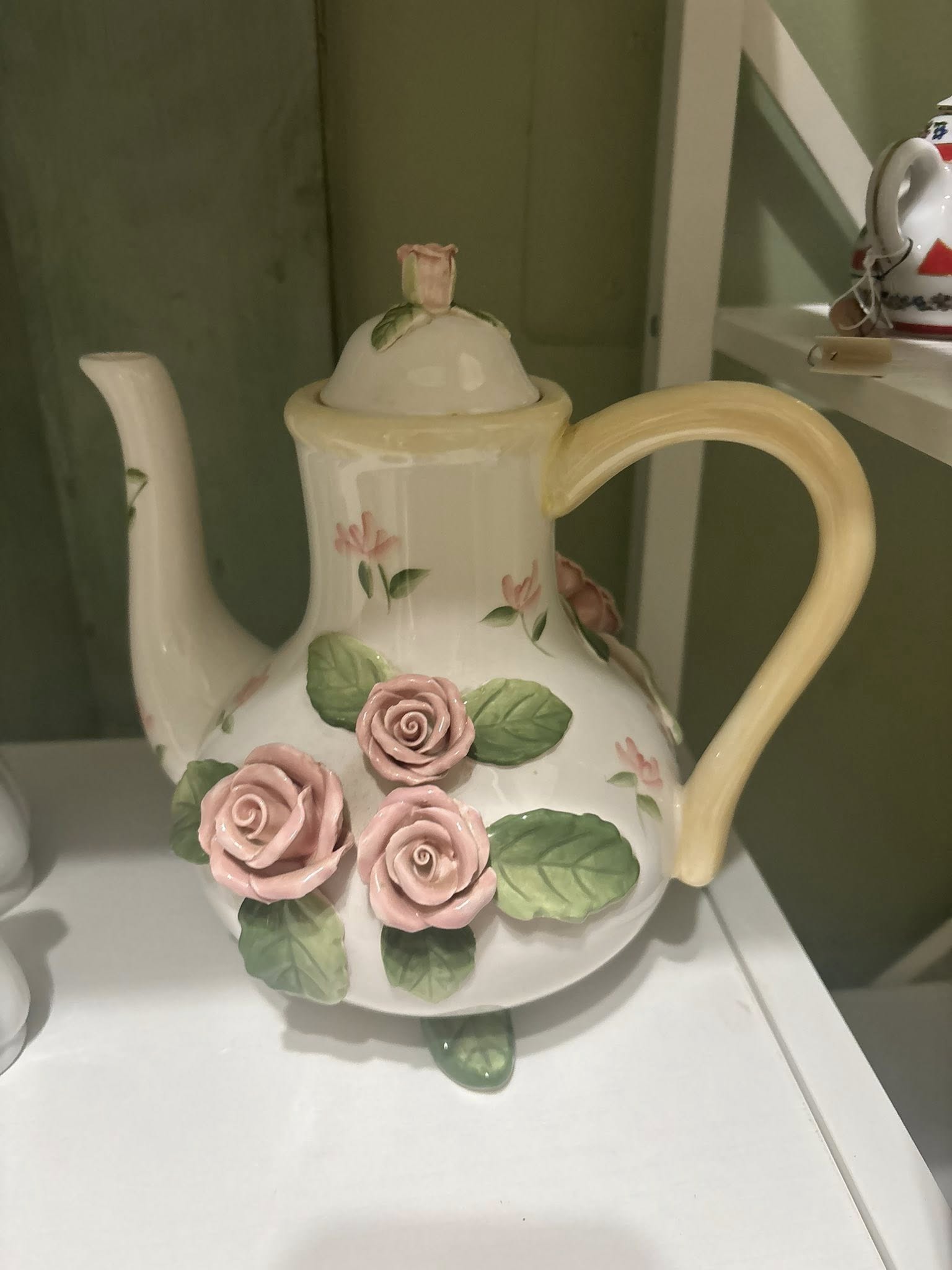 Teapot 1 Vintage Victorian-Style 3D Rose Ceramic Teapot - Image 1