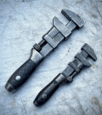 Pair of antique industrial tools wrenches sculpture vintage tools