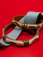 Pair of vintage bone and brass Bangle Bracelets - Image 2