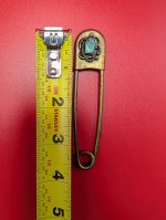 Brass Safety Pin Sterling inset with turquoise stone - Image 2