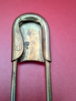 Brass Safety Pin Sterling inset with turquoise stone - Image 4