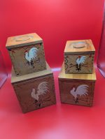 Four piece wooden Roster canister set - Image 2
