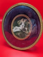 Antique framed print "Cupid Asleep"