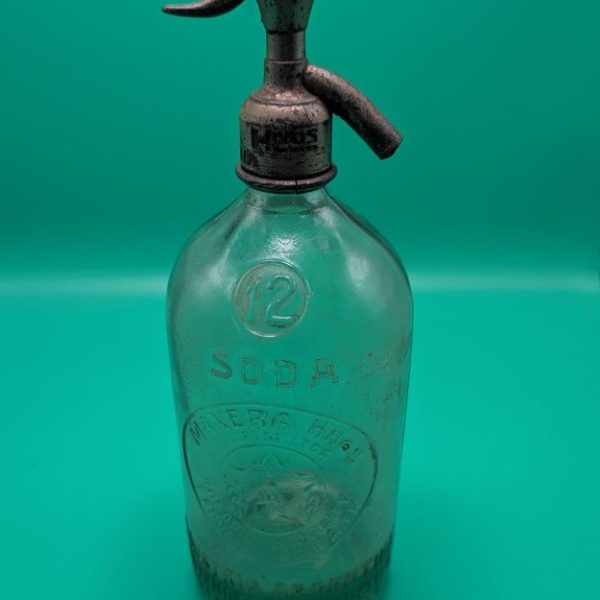 Vintage Aqua Glass Seltzer Siphon Bottle